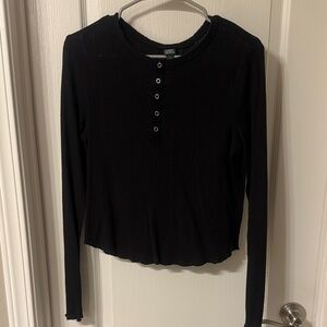 Wild Fable Black Long Sleeve Henley Top